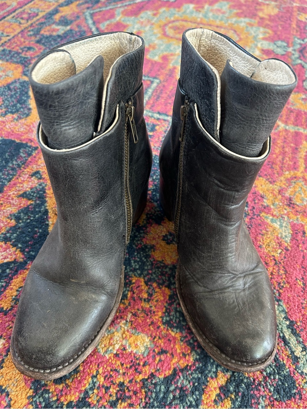 Freebird by Steven | Womens Black Distressed Leather Dual Zip Clip Ankle Boots 7 - Picture 3 of 16
